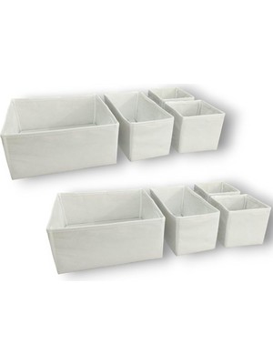 Asitan 8'li Beyaz Çekmece Içi Düzenleyici Organizer Set - Çok Amaçlı Dolap Içi Kutu Seti