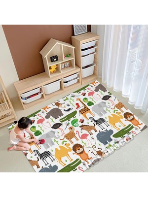 Asitan Bebek Playmat Çocuk Odası Halı Makinede Yıkanabilir Kaymaz Pamuk Taban Oyun Matı Kreş Halısı