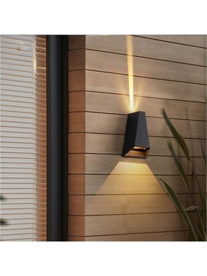 Asitan Malta Dekoratif Çift Yönlü LED Duvar Apliği - Siyah, IP54 Su Geçirmez, 3000K Gün Işığı, Ca