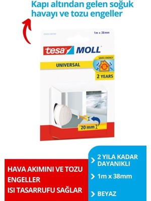 Asitan Mollgenel Amaçlı Kapı-Zemin Arası Köpük, Beyaz, 1m x 38MM