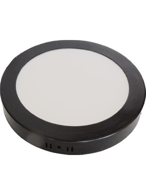 Asitan Yuvarlak Sıva Üstü Siyah 20 Watt LED Panel Armatür Trafolu Beyaz