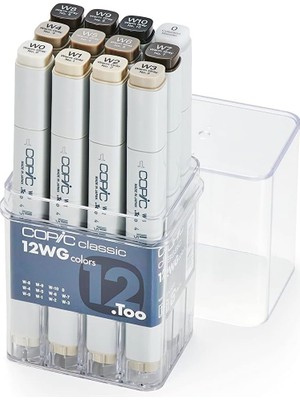 Asitan Classic Marker Wg 12-Er Set W0, W1, W2, W3, W4, W5, W6, W7, W8, W9, G10, 0, Gri