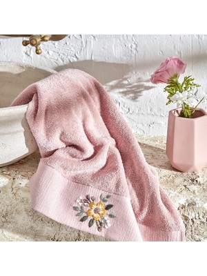 Asitan Comfort Touch Nakışlı %100 Pamuk Havlu Pudra 30X50 cm