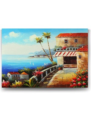 Asitan Deniz Manzaralı Ev Tablosu - 125X80CM