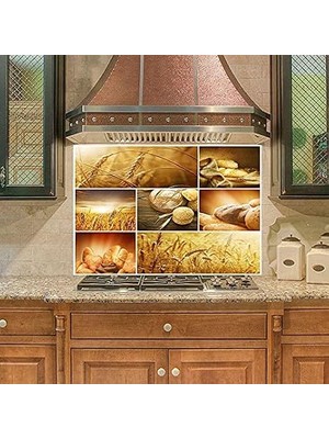 Asitan Mutfak Duvar Tezgah Arası Ocak Arkası Sticker Kaplama Buğday Ekmek