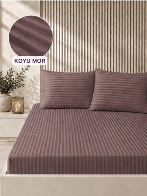 Bella Home 160X200 Çizgili Saten Çarşaf Seti | Yumuşak Dokulu | Şık ve Konforlu
