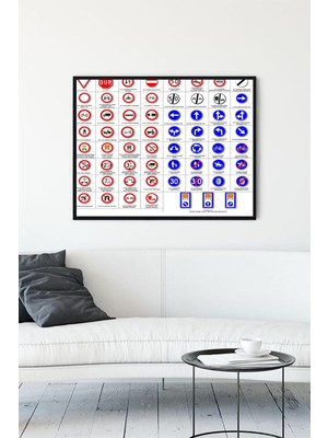 Asitan (PSTER13582) Trafik Işaretleri Eğitim Çerçeveli Tablo (50X70CM)