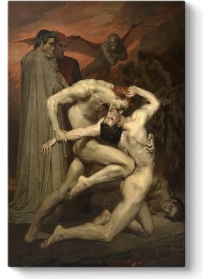 Asitan William Adolphe Bouguereau - Dante ve Virgil Cehennemde Tablosu 70 x 100