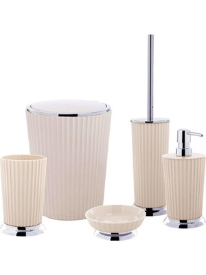 Asitan Primanova Nely Banyo Seti, 5 Parça, Plastik, Bej/krom