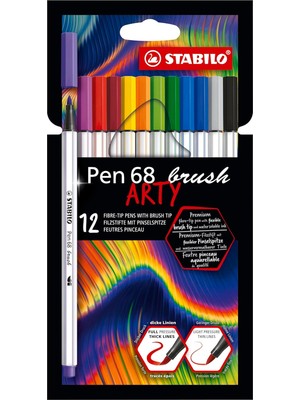 Asitan Pen 68 Brush Arty - Premium Keçeli Kalem - 12'li Paket - Çeşitli Renkler
