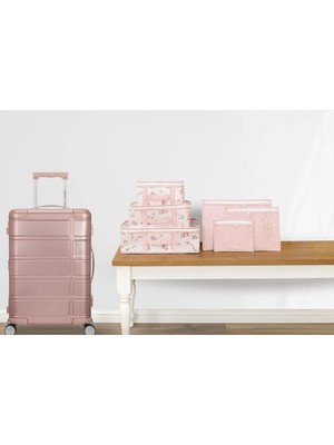 Asitan Baby Lüks 6'li Bavul Organizer Seyahat, Hastane Çantası (Pembe)
