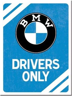 Asitan Nostalgic-Art Magnet - Bmw, Metal, Drivers Only Blue, 6 x 8 x 0.1 cm