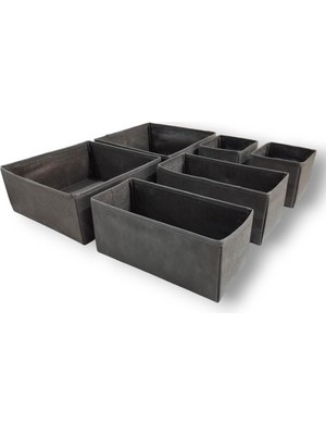 Asitan Antrasit 6'li Çekmece Içi Düzenleyici Organizer Set - Çok Amaçlı Dolap Içi Kutu Seti