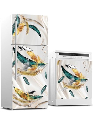 Asitan Buzdolabı ve Bulaşık Makinası Beyaz Eşya Sticker Kaplama Renkli Tüyler