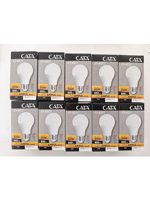 Asitan Cata CT-4277B LED Ampul, 9 W, 730 Lm, Beyaz Işık 10 Lu Paket