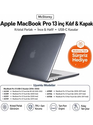 Asitan MacBook Pro 13 Kılıf A1706 A1708 A1989 A2159 A2251 A2289 A2338 M1 M2 Uyumlu Kristal Parlak Sert Ha