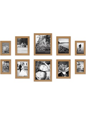 Asitan 10'lu Kırılmaz Camlı Fotoğraf Çerçevesi Seti, Iki 20,32X25,4 Cm, Dört 12,7X17,8 cm ve Dört