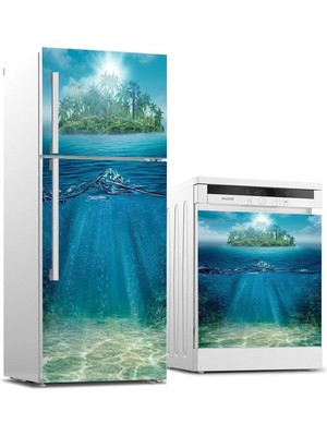 Asitan Buzdolabı ve Bulaşık Makinası Beyaz Eşya Sticker Kaplama Su Altı Ada