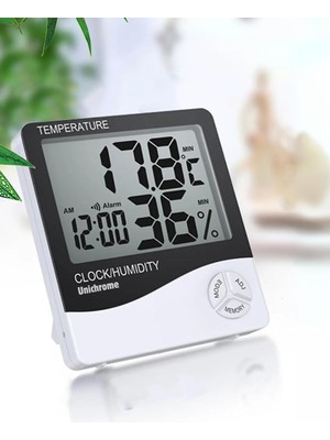 Asitan Dijital Termometre Sıcaklık ve Nem Ölçer Masa Saati Alarm