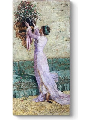 Asitan Osman Hamdi Bey - Vazo Yerleştiren Kadın Tablosu 30 x 60