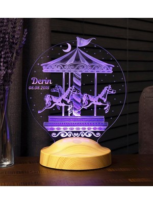 Asitan Lamba Isimli Nostaljik Atlı Karınca Çocuk Odası Hediyesi Gece Lambası Carousel Dekoratif Hediye