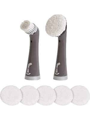 Asitan Power Scrubber Takmak Için Yumuşak Kıllar ve 6 Mikrofiber Pedli Cırt Cırtlı Başlık Kablosuz