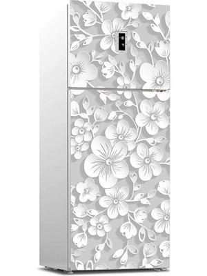 Asitan Buzdolabı Sticker Kaplama Dolap Kaplama Etiketi 3D Gri Çiçek