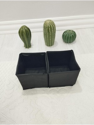 Asitan 2'li Siyah Çekmece Içi Düzenleyici Organizer Set - Çok Amaçlı Dolap Içi Kutu Seti (13 * 13