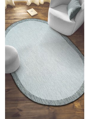 Saraz Halı S605-GRİ Gri Oval Sisal Jüt Halı Düz Dokuma Hasır Halı Kaymaz Taban Salon Oturma Odası Halısı
