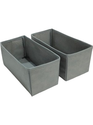 Asitan 2'li Gri Çekmece Içi Düzenleyici Organizer Set - Çok Amaçlı Dolap Içi Kutu Seti (28 * 13 *