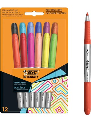 Asitan Intensity Marking Colour Permanent Kalıcı Markör, 12'li Blister, 12 Canlı Renk, Kapağı 1 Ay A�