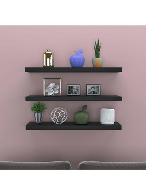 Asitan Modern Duvar Rafı 3 Lü Set Gizli Raf (50-50-50) (Siyah)