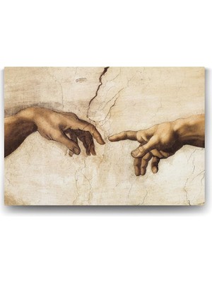 Asitan Michelangelo - Creation Of Adam Tablosu - 75X50CM