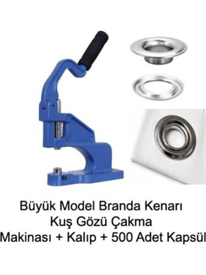 Asitan Iskur Branda Kenarı Orta Boy Tulumba El Presi Kuş Gözü Çakma Makinası 500 Adet Kapsül
