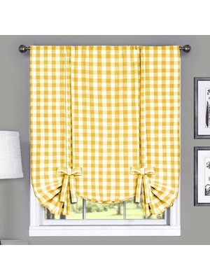 Asitan Home Furnishings Buffalo Perde Tutucu, Kareli, 42 x 63 Cm, Sarı