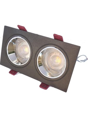 Asitan Siyah Krom Çiftli Sıva Altı Spot Cob LED Armatür GU10 5W Gün Işığı Işık