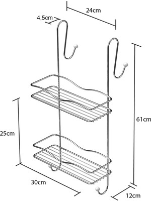 Asitan Tekno-Tel BK062 2 Katlı Duş Rafı Sabunluk, Krom