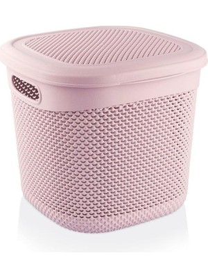 Asitan Melkan Home Kapaklı Sepet Çok Amaçlı Damla Desen Sepet 15 Litre Düzenleyici Pudra Pudra