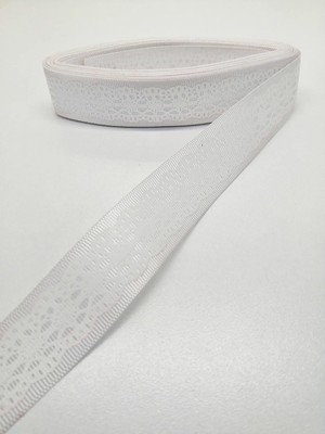 Asitan Hobigram Krem Dantel Baskılı Grogren Kurdele 2,5 cm 1 Metre