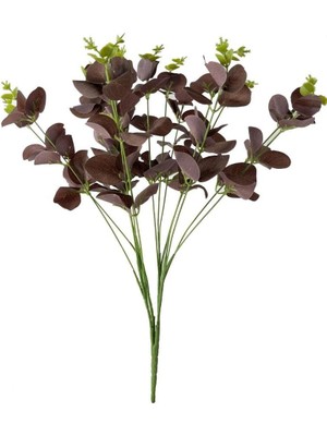 Asitan Yapay Çiçek Okaliptus Demet Kahverengi Aradal Garnitür Eucalyptus