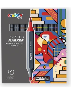 Asitan Carioca Plus Sketch Marker Çift Tarafli Çizim Kalemi 10 Renk