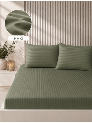 Bella Home 160X200 Çizgili Saten Çarşaf Seti | Yumuşak Dokulu | Şık ve Konforlu