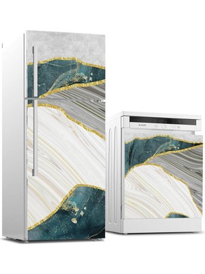 Asitan Buzdolabı ve Bulaşık Makinası Beyaz Eşya Sticker Kaplama Soyut Sanat