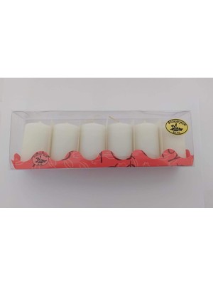 Asitan 6'li Kokusuz Bozkurt Silindir Mum 3 * 6cm Beyaz