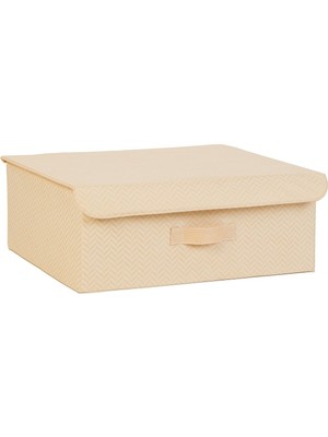 Asitan Ocean Home Textile Bej Balıksırtı Kapaklı Kutu 48 x 40 x 19 cm