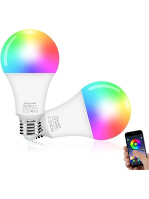 Asitan Alexa Ampüller E27 Akıllı LED Lamba, 10W Wifi Renk Değişen LED Rgb Ampul 16 Milyon Renk, Uygula