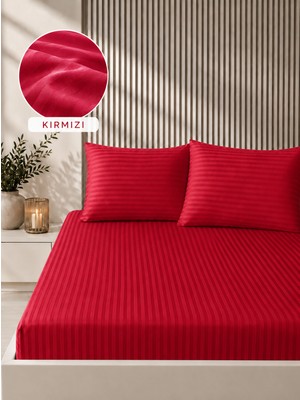 Bella Home 160X200 Çizgili Saten Çarşaf Seti | Yumuşak Dokulu | Şık ve Konforlu