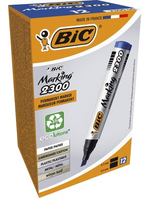 Asitan Intensity Marker 2300 Kesik Uçlu Permanent Markör Mavi 12'li Kutu, 3,7 mm ile 5,5 mm Kalın Uç, K