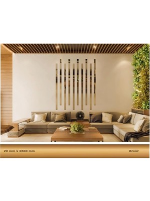 Asitan Eym 20 mm x 2800 mm Bronz Sibu Aynalı Pleksi Şerit Mobilya Süsü