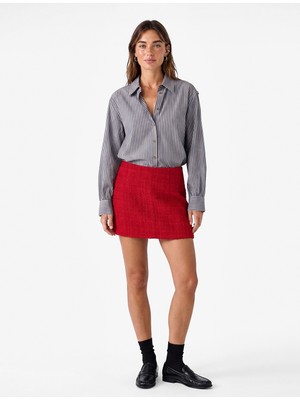 Koton Slim Fit A Kesim Tüvit Mini Etek